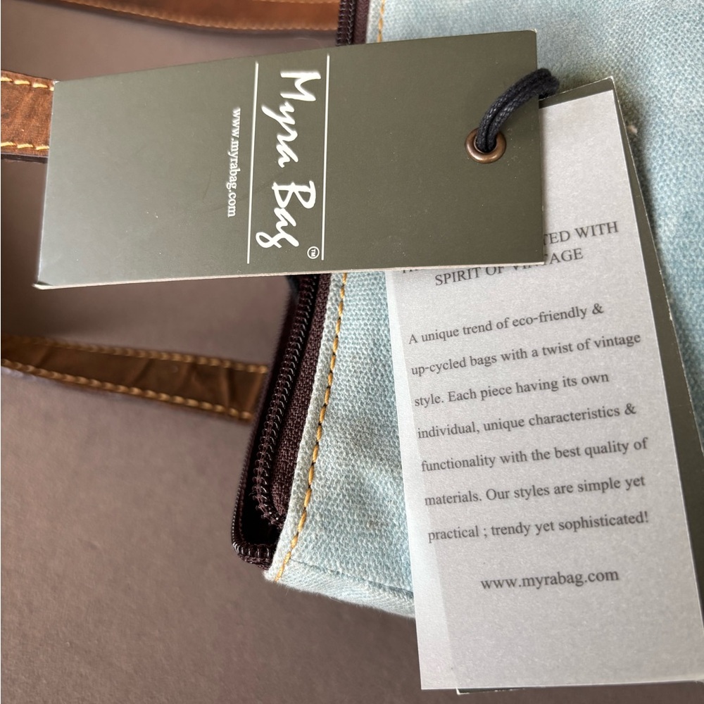 Myra Bag Blue Canvas Tote with Dreamcatcher Design, Stay Wild Moon Child. - Picture 5 of 8